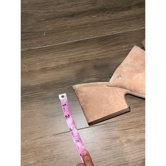 Sam Edelman Beige Open-Toe Slip On Suede Wedge Heeled Mules Women's Size 9 - Picture 6 of 8